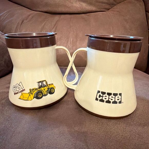 Vintage Case 621 Loader Promo Mugs Set of 2 • Construction Equipment Advertising - Picture 1 of 9